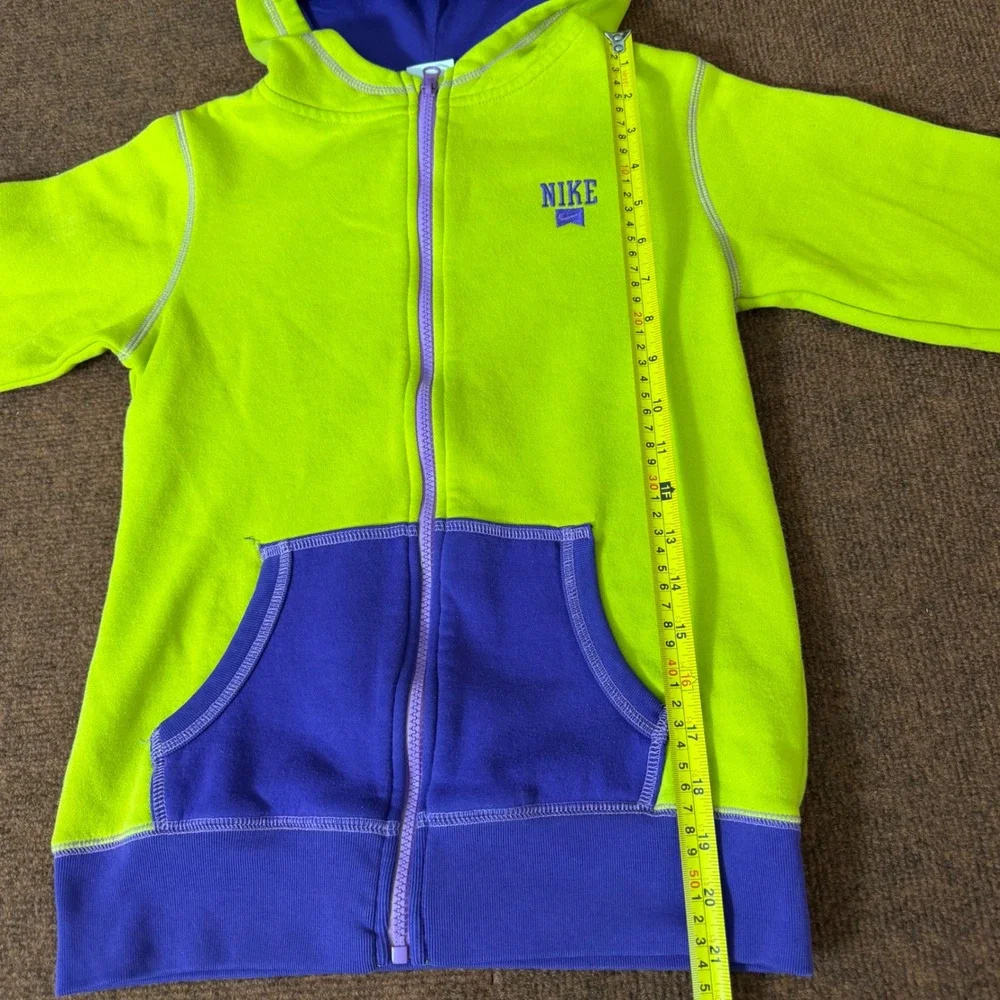 Nike Kids Full Zip Hoodie Lime Green Purple‎ Fleece Sweatshirt Size L 12-13 Yrs